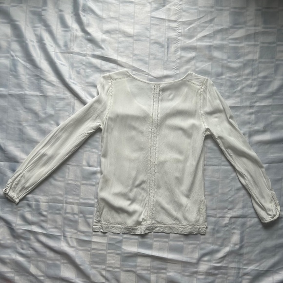 Roots Canada Rayon Linen Blend White Peasant Style Blouse - Picture 14 of 15